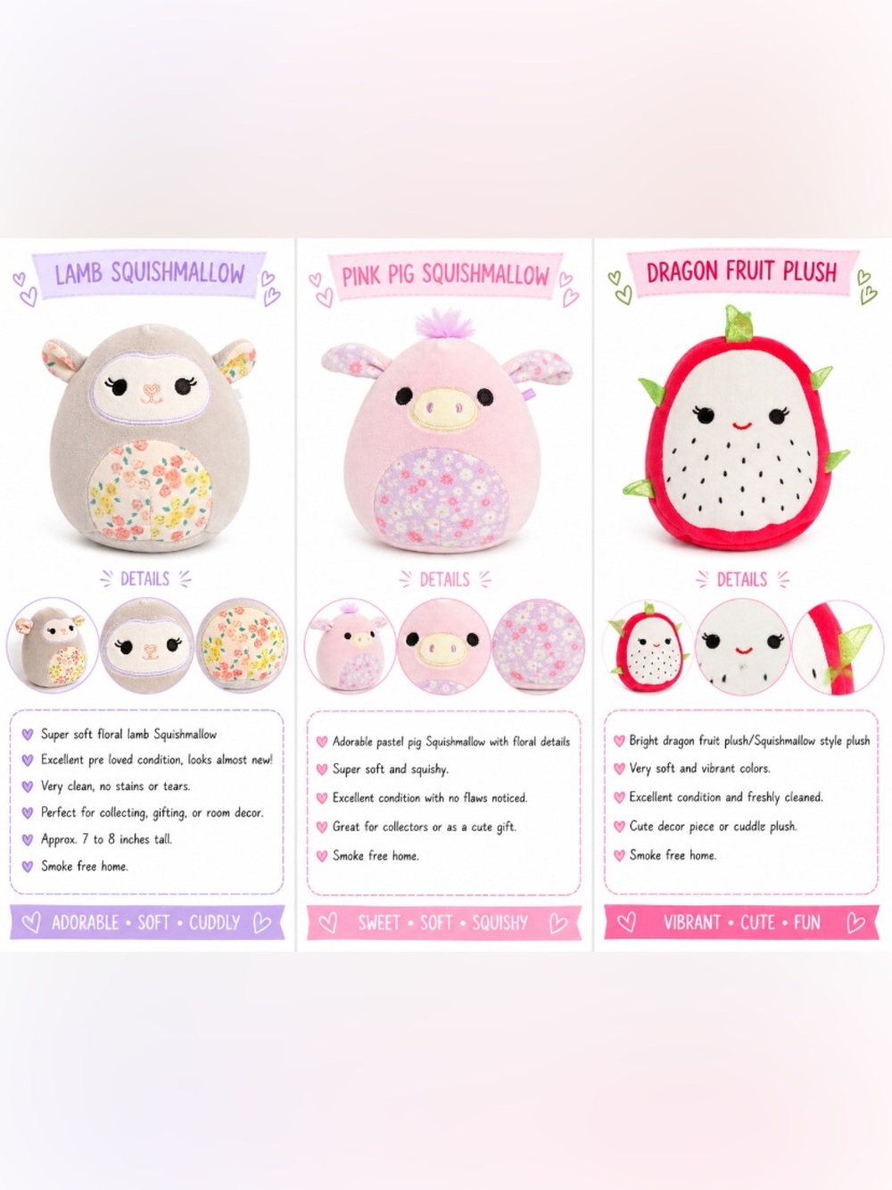 Squishmellow set 3 mini 10$ each